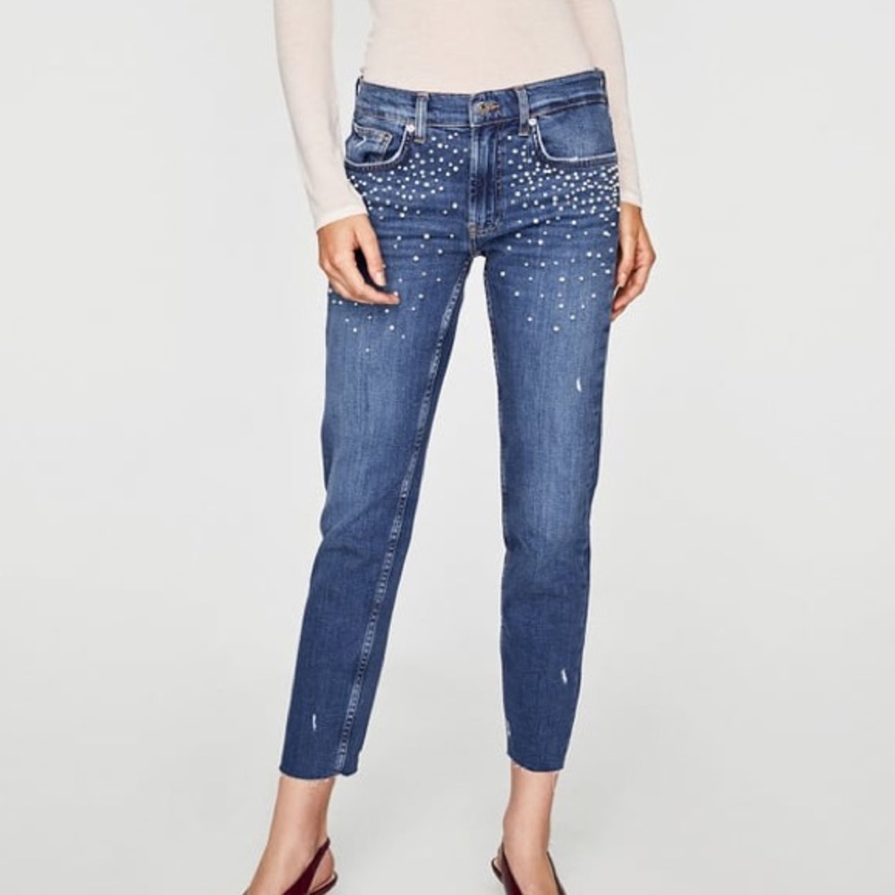 Zara Pearl Boyfriend Jeans
